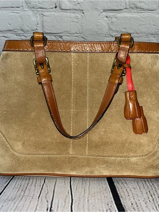 Vintage Y2K Coach Hampton Suede Tassel Leather Satchel Shoulder Bag (Style 7476) - Picture 6 of 15